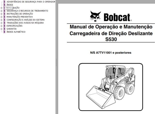 Bobcat Loader S530 Operation Maintenance Manual PT