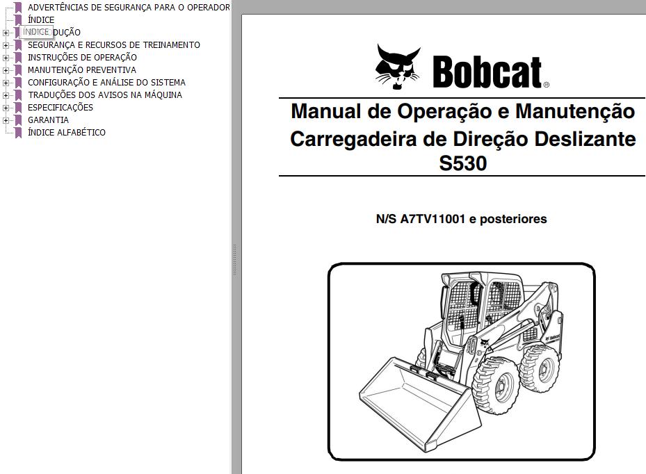 Bobcat Loader S530 Operation Maintenance Manual PT