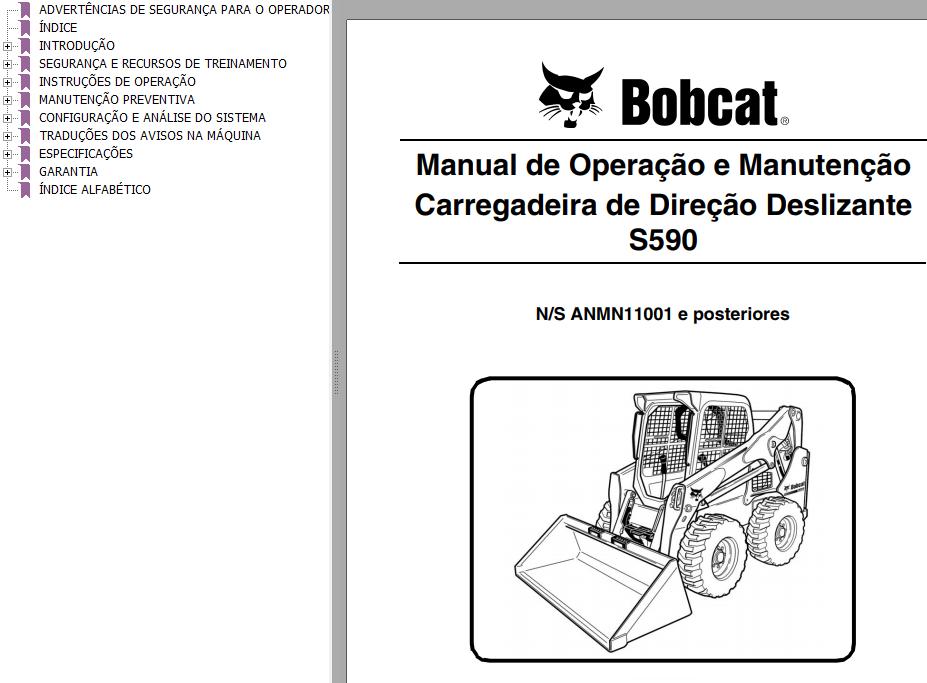 Bobcat Loader S590 Operation Maintenance Manual PT