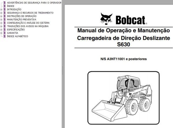 Bobcat Loader S630 Operation Maintenance Manual PT