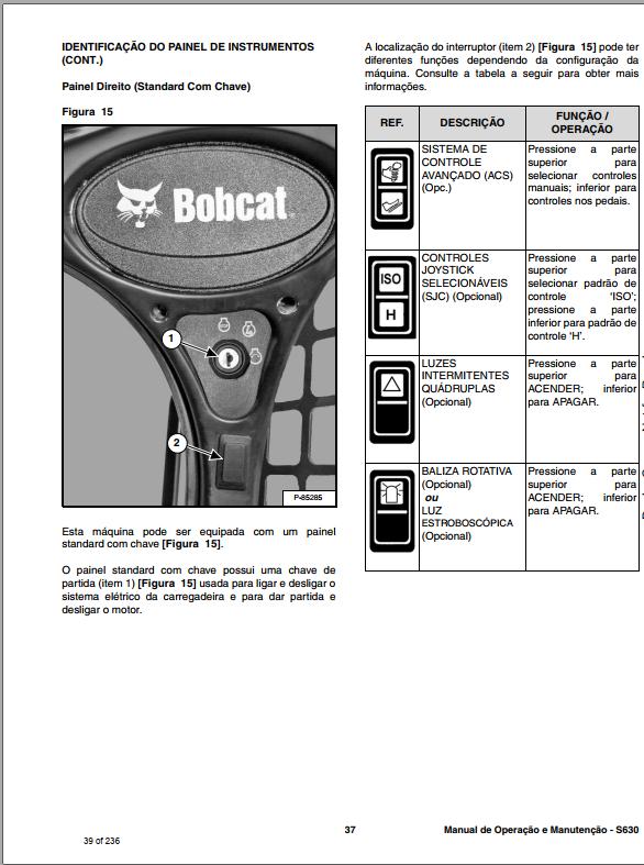 Bobcat Loader S630 Operation Maintenance Manual PT 1