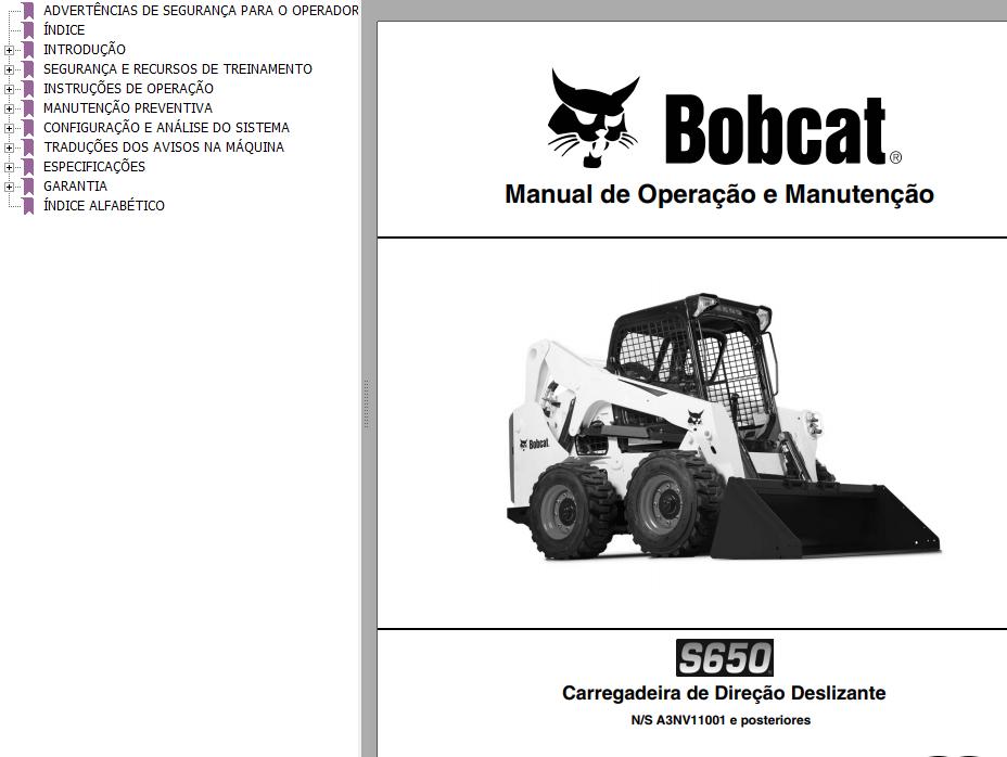 Bobcat Loader S650 Operation Maintenance Manual PT
