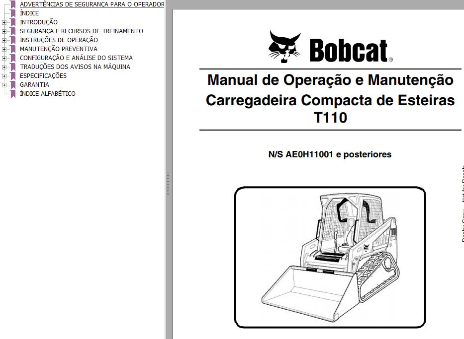 Bobcat Loader T110 Operation Maintenance Manual 6904978 PT