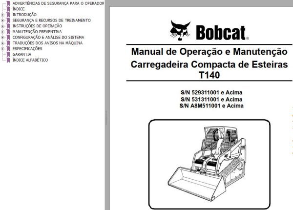 Bobcat Loader T140 Operation Maintenance Manual PT