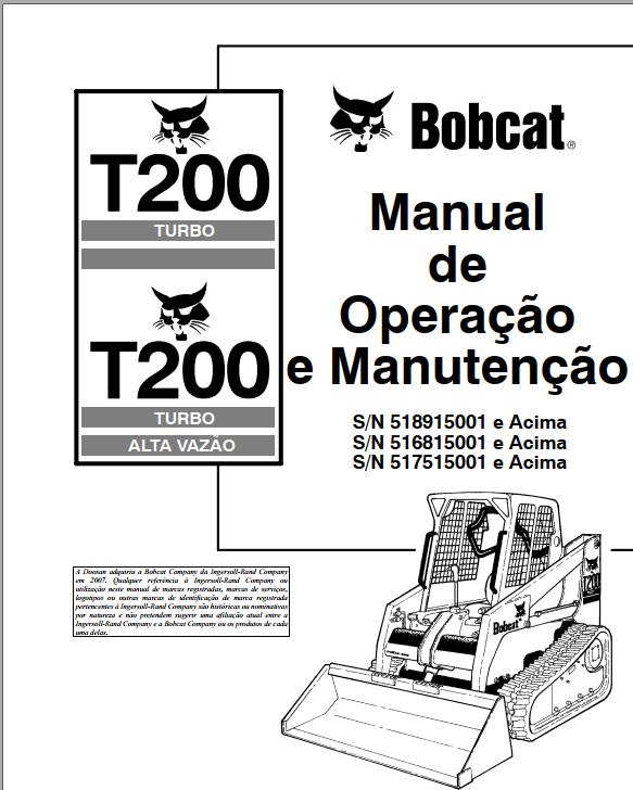 Bobcat Loader T200 Operation Maintenance Manual 6901356 PT