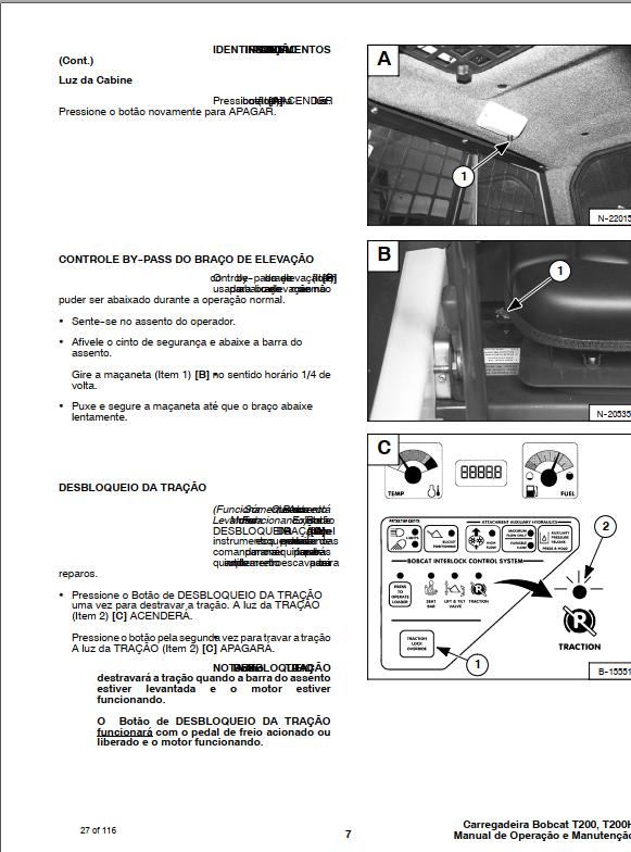 Bobcat Loader T200 Operation Maintenance Manual 6901356 PT 1