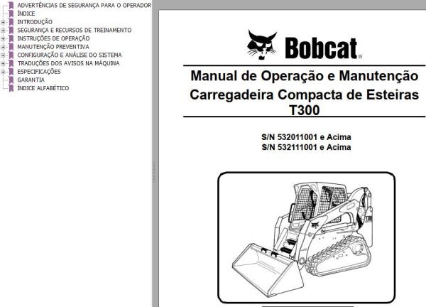 Bobcat Loader T300 Operation Maintenance Manual PT