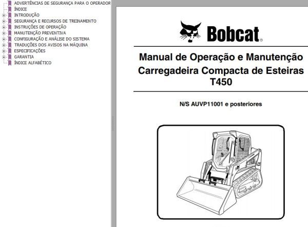 Bobcat Loader T450 Operation Maintenance Manual 6990393 PT