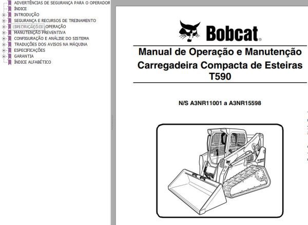 Bobcat Loader T590 Operation Maintenance Manual PT