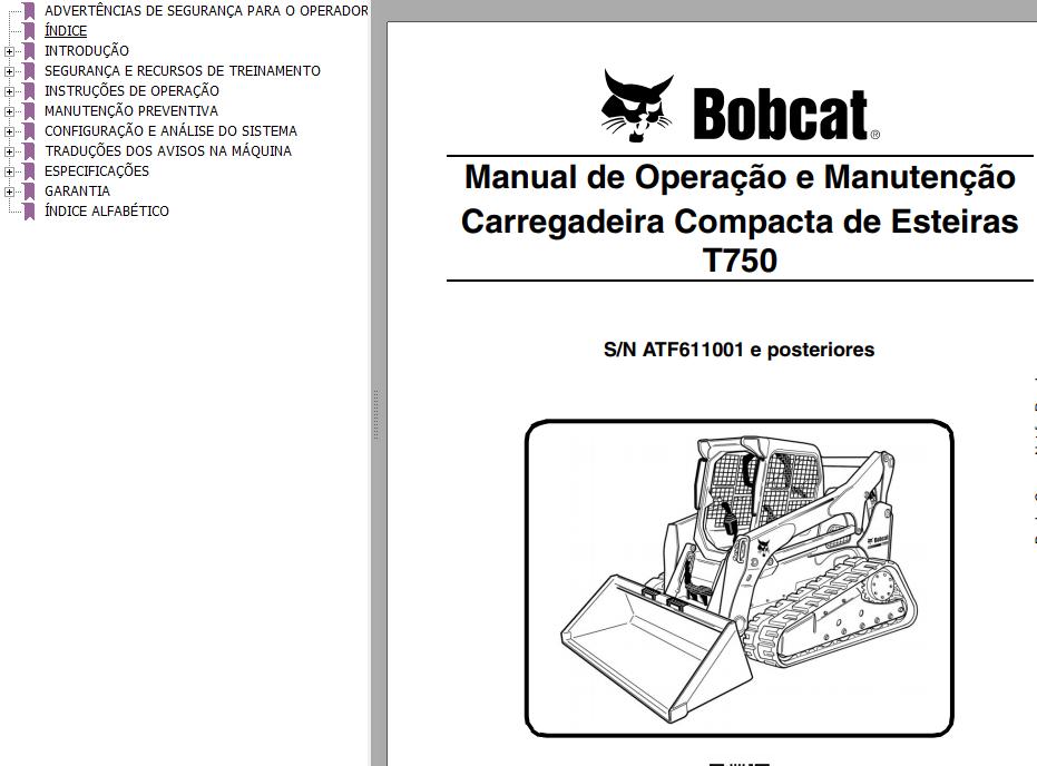 Bobcat Loader T750 Operation Maintenance Manual PT