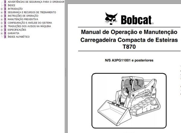 Bobcat Loader T870 Operation Maintenance Manual PT