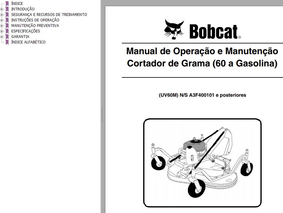 Bobcat Mower 60 Operation Maintenance Manual 6904729 PT