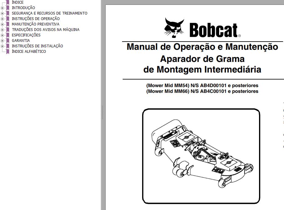Bobcat Mower MM54 MM66 Operation Maintenance Manual 6986833 PT