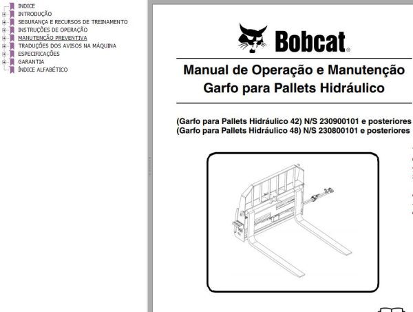 Bobcat Pallet Fork 42 48 Operation Maintenance Manual 6900867 PT