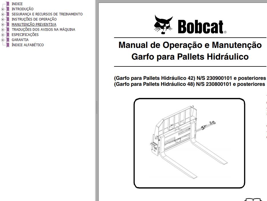 Bobcat Pallet Fork 42 48 Operation Maintenance Manual 6900867 PT