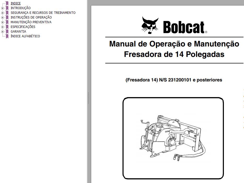 Bobcat Planer 14 Operation Maintenance Manual 6901034 PT