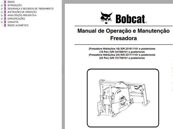 Bobcat Planer 18 24 Operation Maintenance Manual 6900636 PT