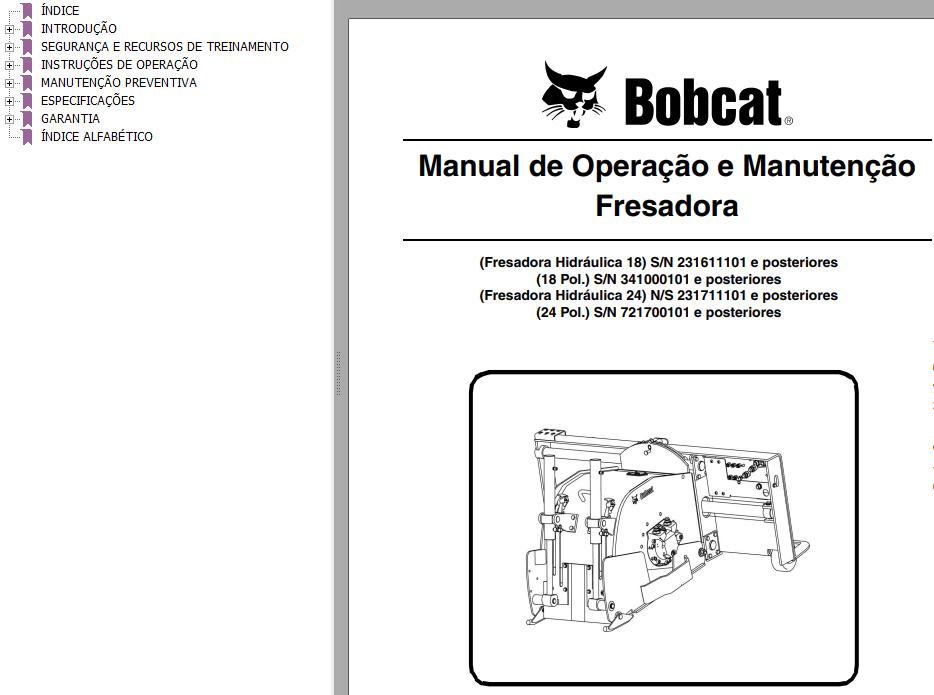 Bobcat Planer 18 24 Operation Maintenance Manual 6900636 PT