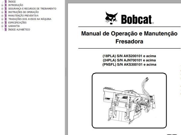 Bobcat Planer 18PLA 24PLA PNSFL Operation Maintenance Manual 6989704 PT