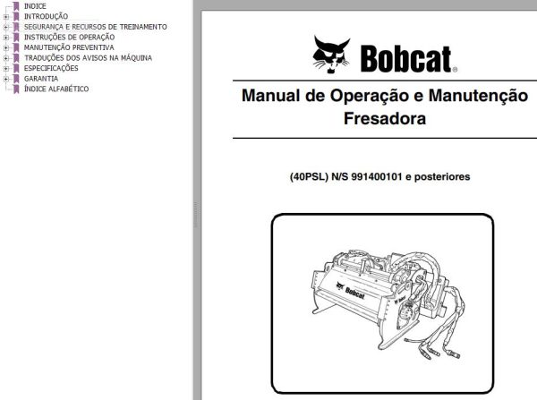 Bobcat Planer 40PSL Operation Maintenance Manual 6901046 PT