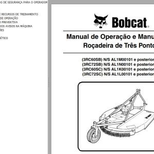 Bobcat Rotary Cutter 3RC60SB 3RC72SB 3RC60SC 3RC72SC Operation Maintenance Manual 6989548 PT