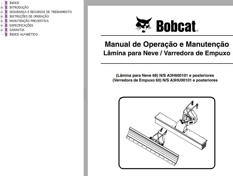 Bobcat Snow Blade 68 60 Operation Maintenance Manual 6904730 PT