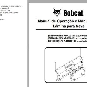 Bobcat Snow Blade SB86HD SB96HD SB108HD Operation Maintenance Manual 6987134 PT