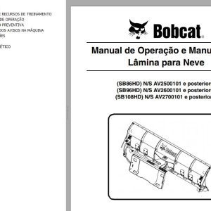 Bobcat Snow Blade SB86HD SB96HD SB108HD Operation Maintenance Manual 6990229 PT