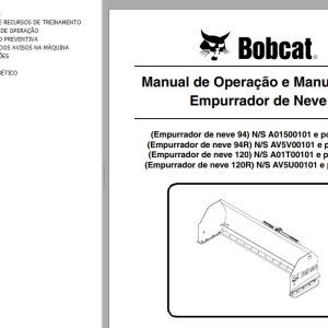 Bobcat Snow Pusher 94 94R 120 120R Operation Maintenance Manual 6904233 PT