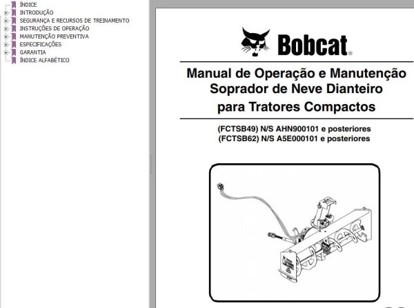 Bobcat Snowblower FCTSB49 FCTSB62 Operation Maintenance Manual 6989401 PT