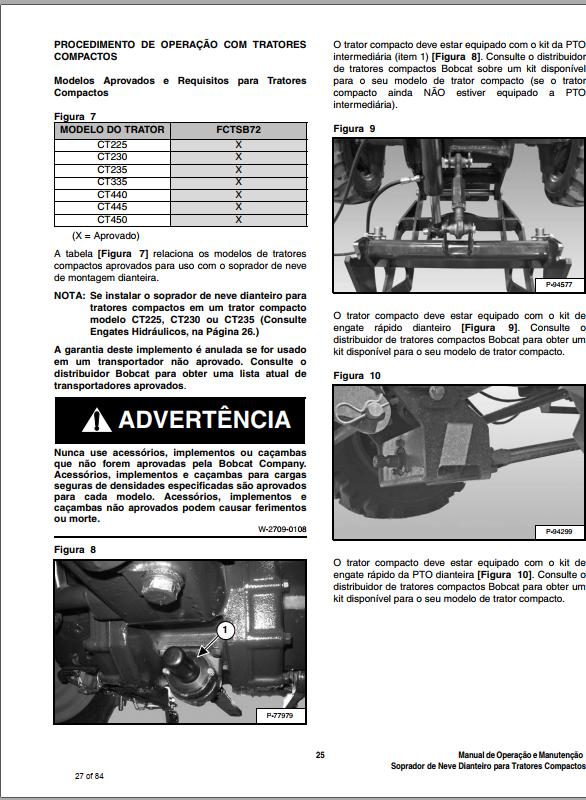 Bobcat Snowblower FCTSB72 Operation Maintenance Manual 6987298 PT 1