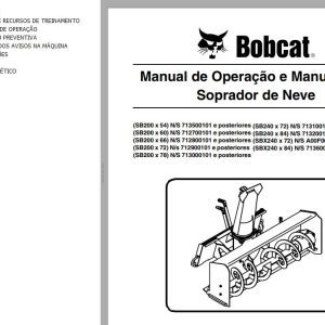 Bobcat Snowblower SB200x54 to SBX240x84 Operation Maintenance Manual 6902052 PT