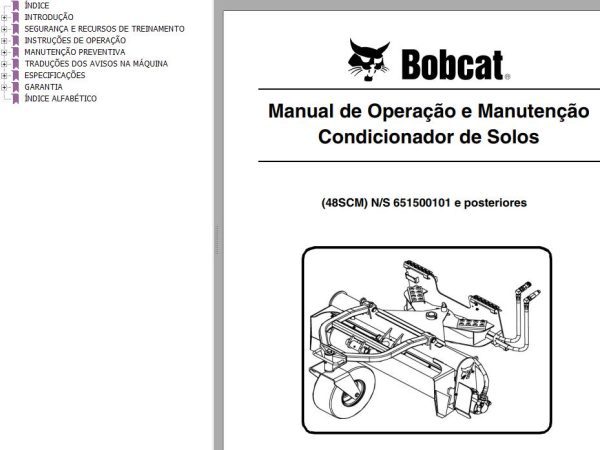 Bobcat Soil Conditioner 48SCM Operation Maintenance Manual 6902008 PT