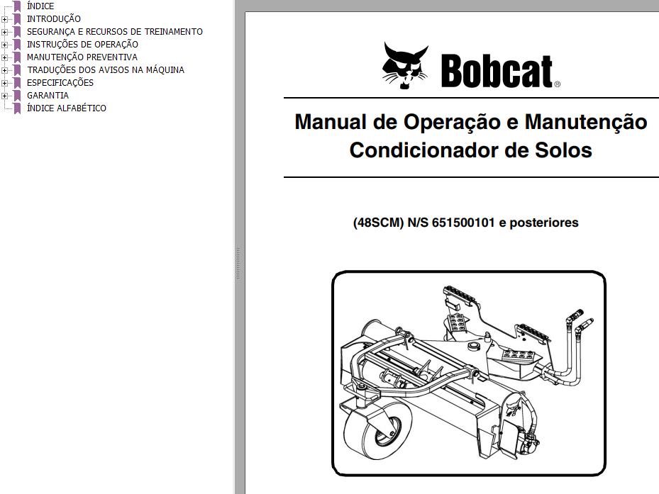 Bobcat Soil Conditioner 48SCM Operation Maintenance Manual 6902008 PT