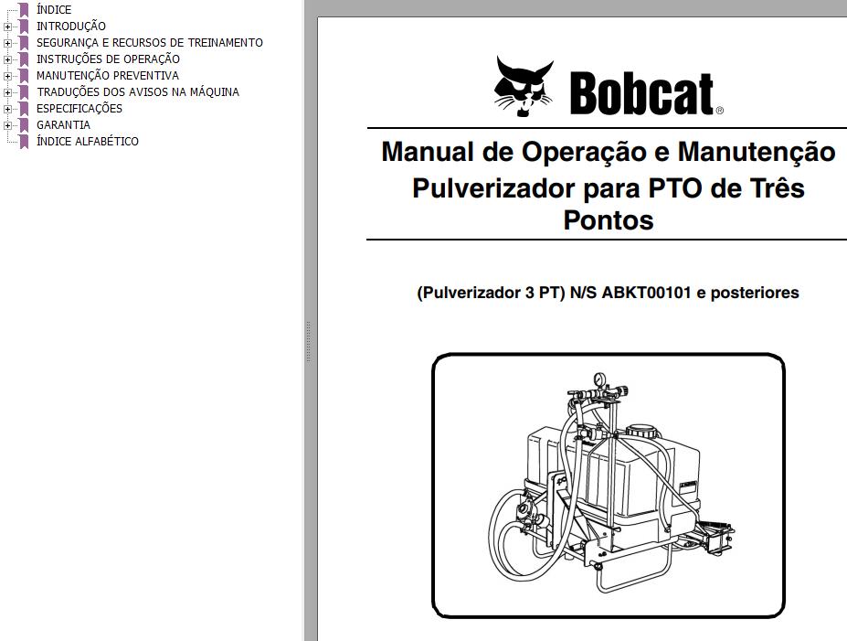 Bobcat Sprayer 3PT Operation Maintenance Manual 6986904 PT