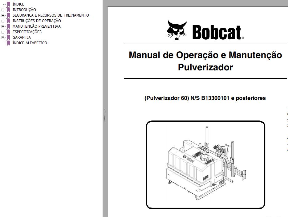 Bobcat Sprayer 60 Operation Maintenance Manual 6990479 PT