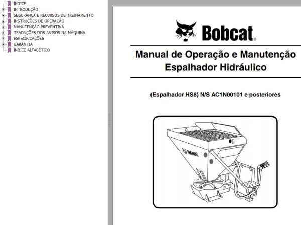 Bobcat Spreader HS8 Operation Maintenance Manual 6986894 PT