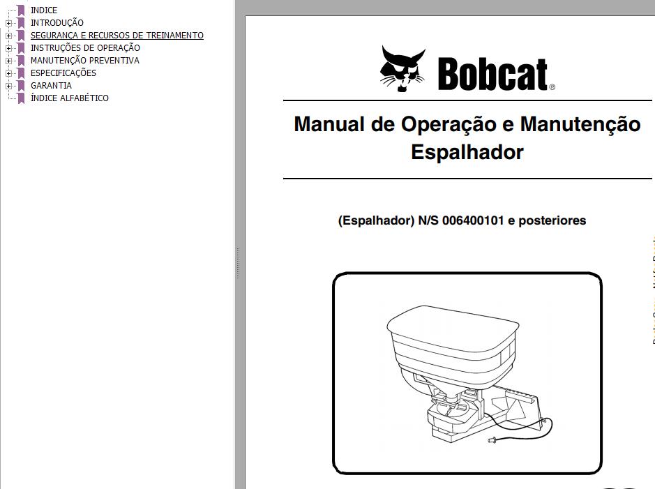 Bobcat Spreader Operation Maintenance Manual 6901615 PT