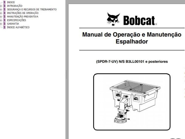 Bobcat Spreader SPDR 7 UV Operation Maintenance Manual 7257542 PT