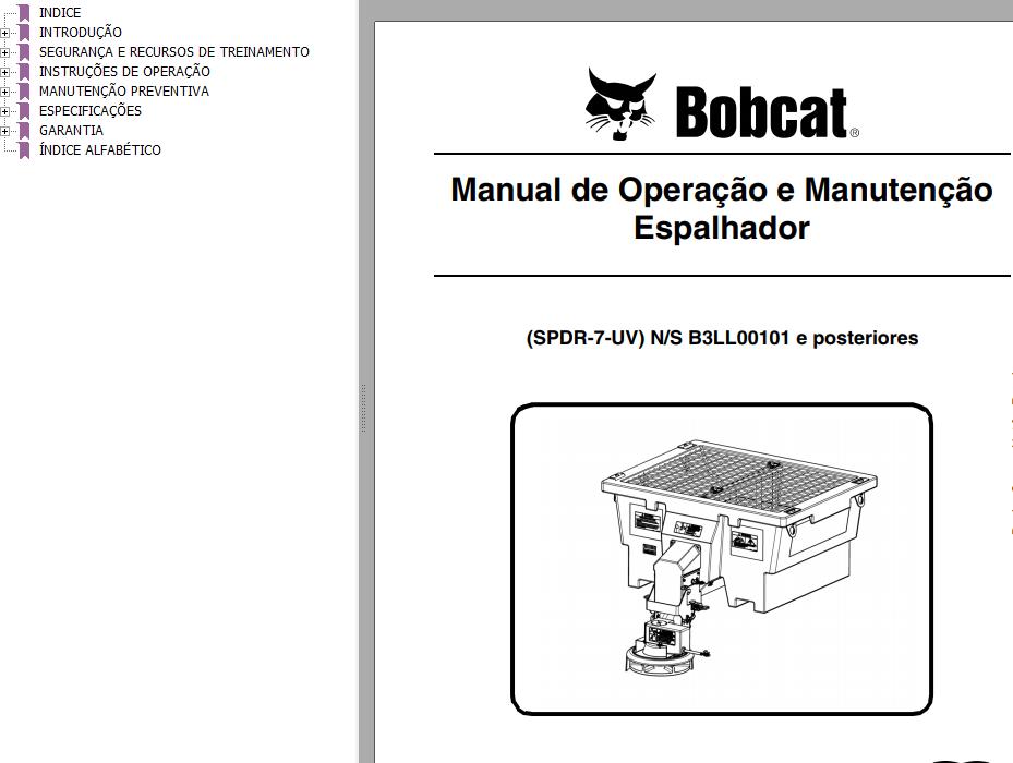 Bobcat Spreader SPDR 7 UV Operation Maintenance Manual 7257542 PT