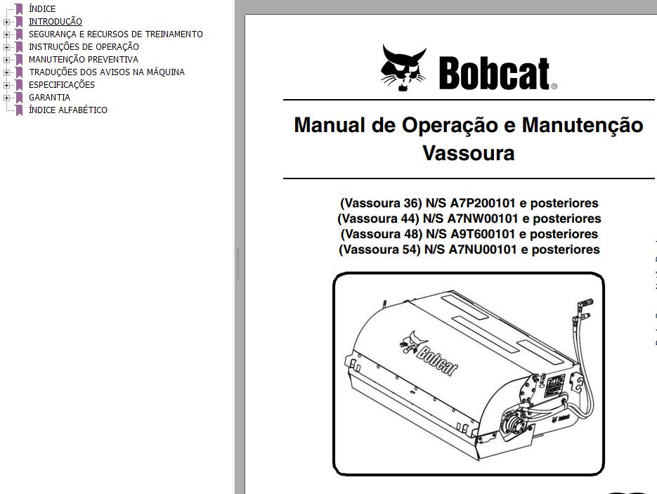 Bobcat Sweeper 36 44 48 54 Operation Maintenance Manual 6986561 PT