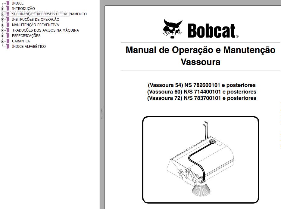 Bobcat Sweeper 54 60 72 Operation Maintenance Manual 6724016 PT