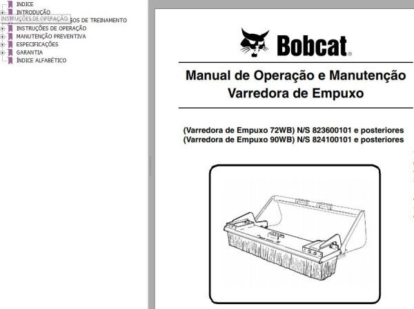Bobcat Thrust Sweeper 72WB 90WB Operation Maintenance Manual 6901160 PT
