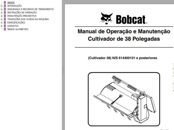 Bobcat Tiller 38 Operation Maintenance Manual 6901227 PT