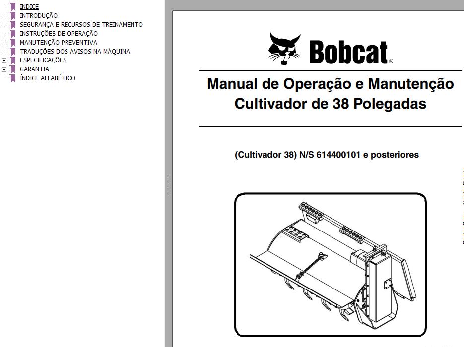 Bobcat Tiller 38 Operation Maintenance Manual 6901227 PT