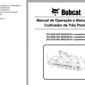 Bobcat Tiller 3TLR48 3TLR60 3TLR72 Operation Maintenance Manual 6990356 PT