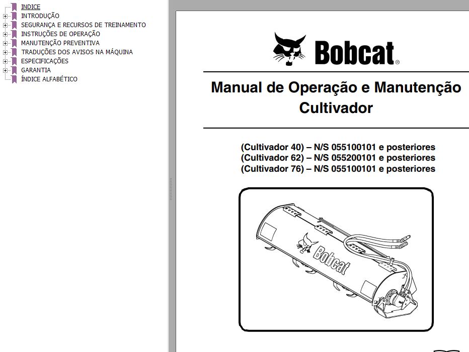 Bobcat Tiller 40 62 76 Operation Maintenance Manual 6902943 PT