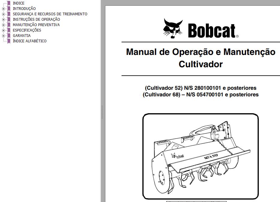 Bobcat Tiller 52 68 Operation Maintenance Manual 6722851 PT