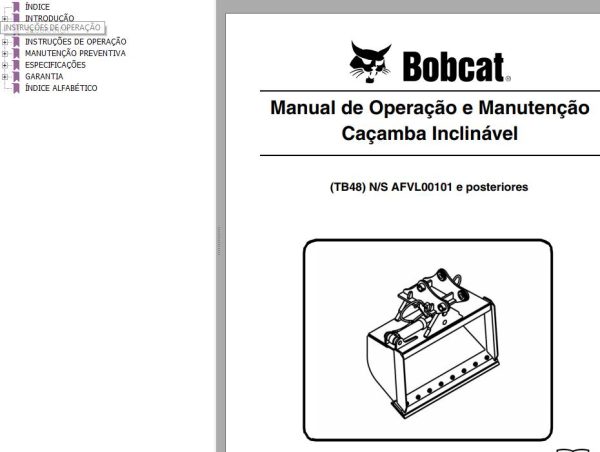 Bobcat Tilt Bucket TB48 Operation Maintenance Manual 6987461 PT