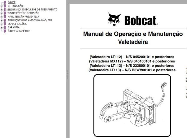 Bobcat Trencher LT112 MX112 LT113 Operation Maintenance Manual 6902550 PT